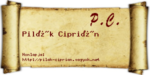 Pilák Ciprián névjegykártya